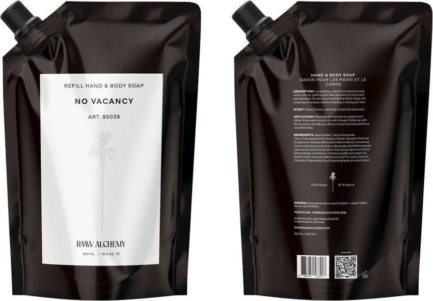 Raaw Alchemy No Vacancy Art. 90039 Hand & Body Soap Refill 500 ml.