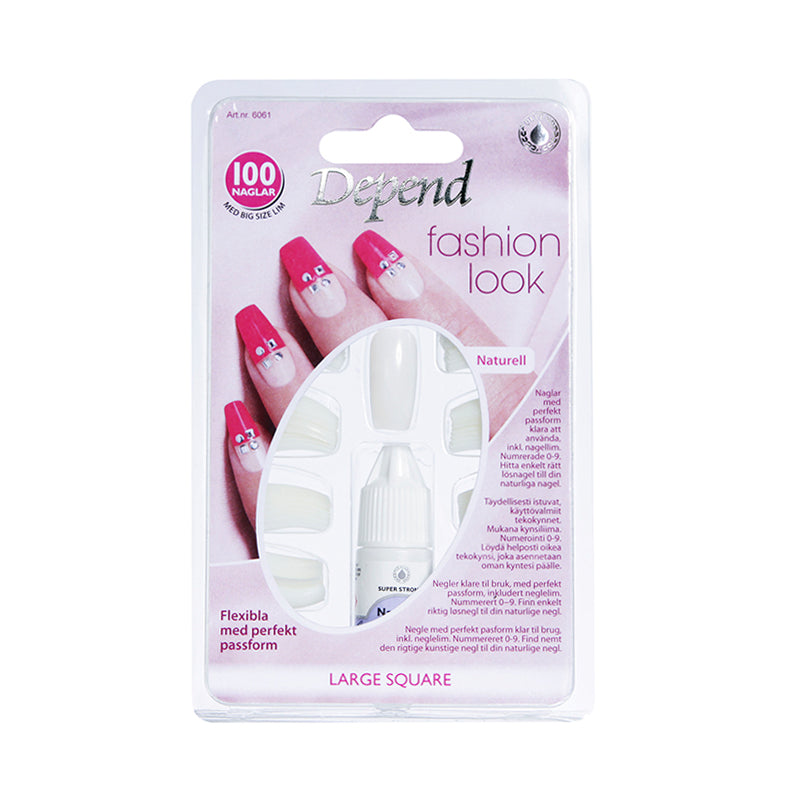 Depend Kunstige Negle Fashion Look Large Square Neutral