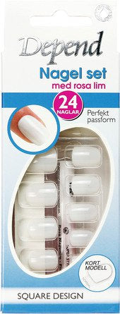 Depend French Look kunstige negle Kort Design 24 stk.- Rosa