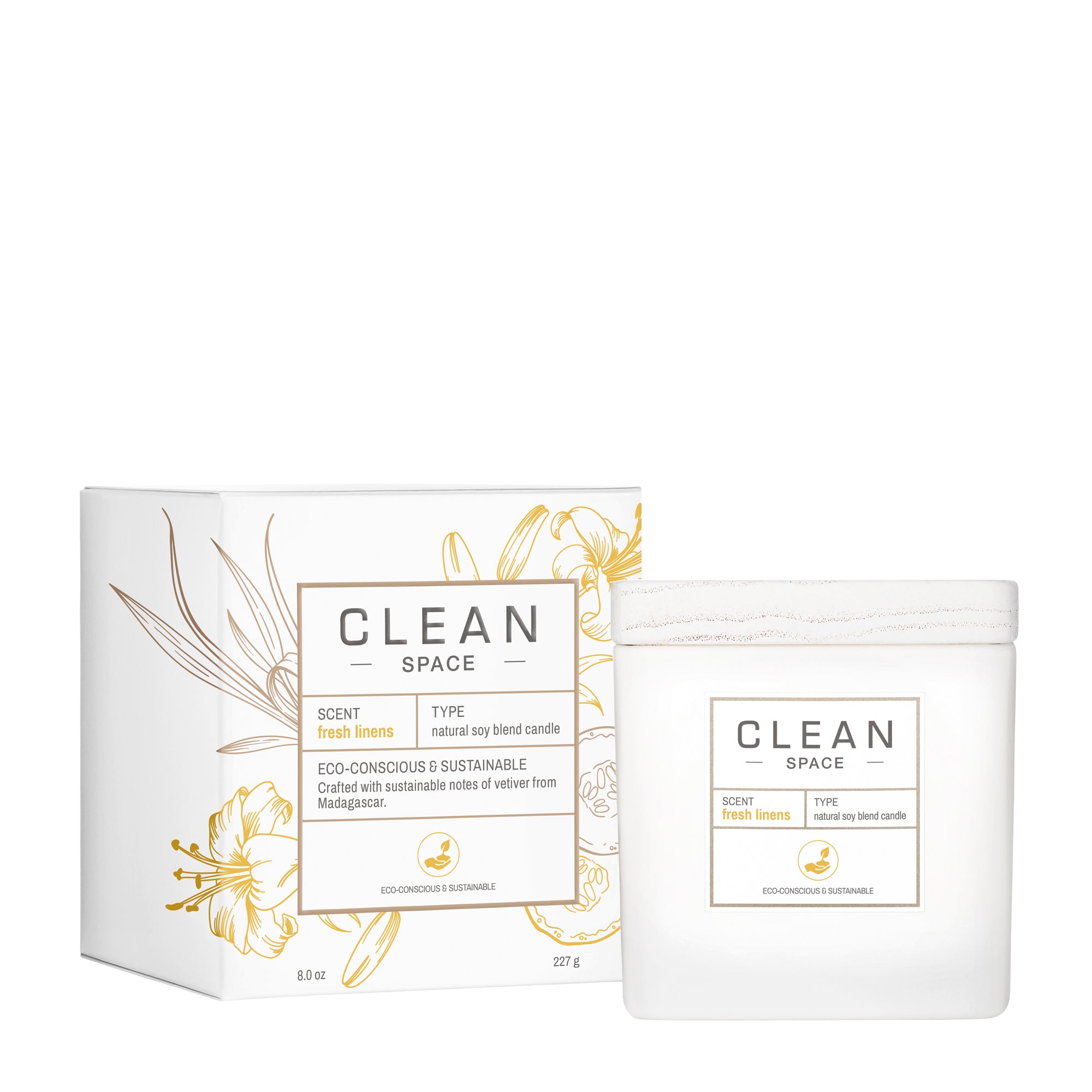 Clean Space Candle Fresh Linens 227 g.