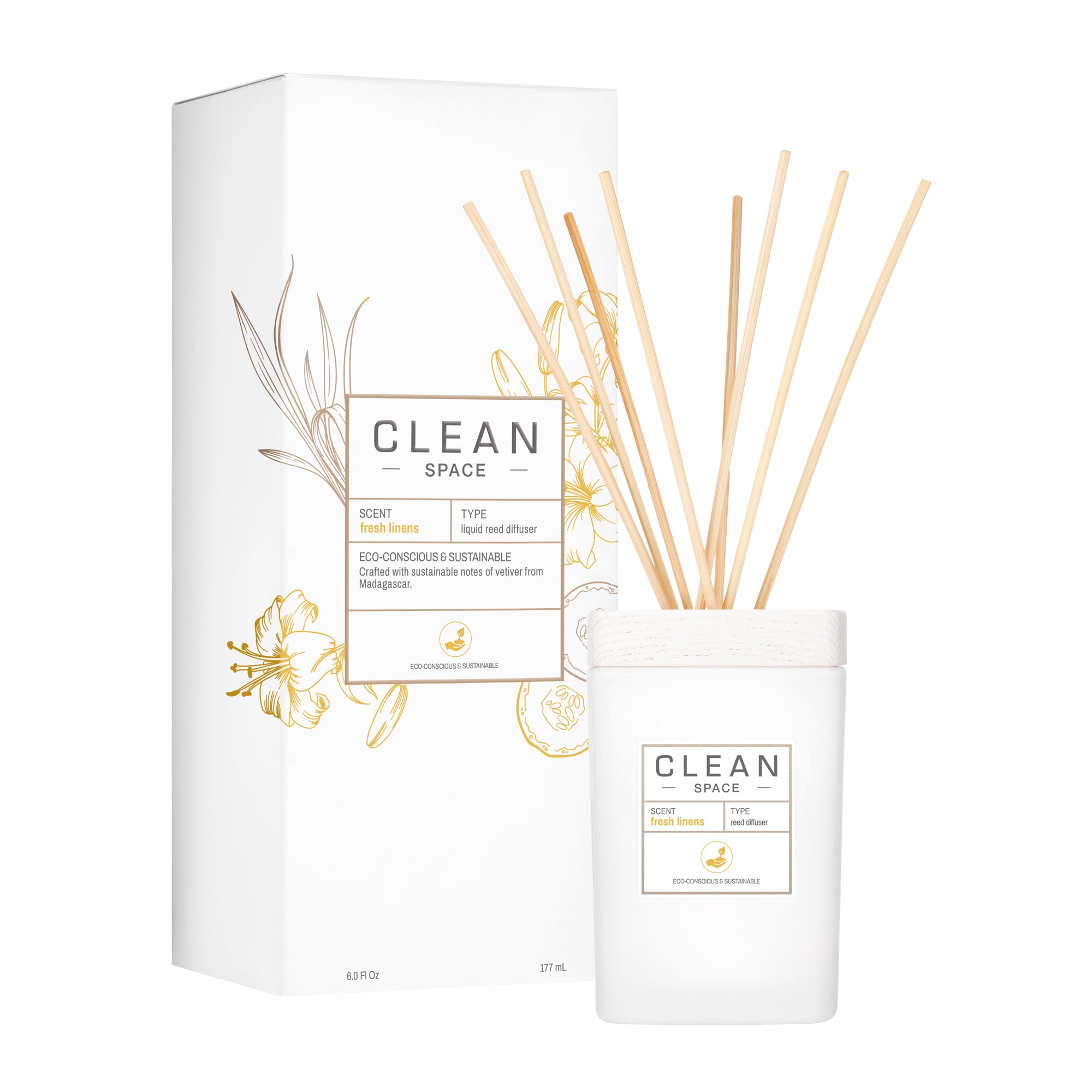 Clean Space Room Diffuser Fresh Linens 177 ml.