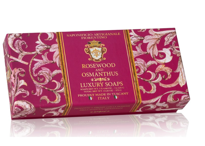 Saponificio Artigianale Fiorentino Luksus Håndsæber Rosewood & Osmanthus 3 x 125 gr.