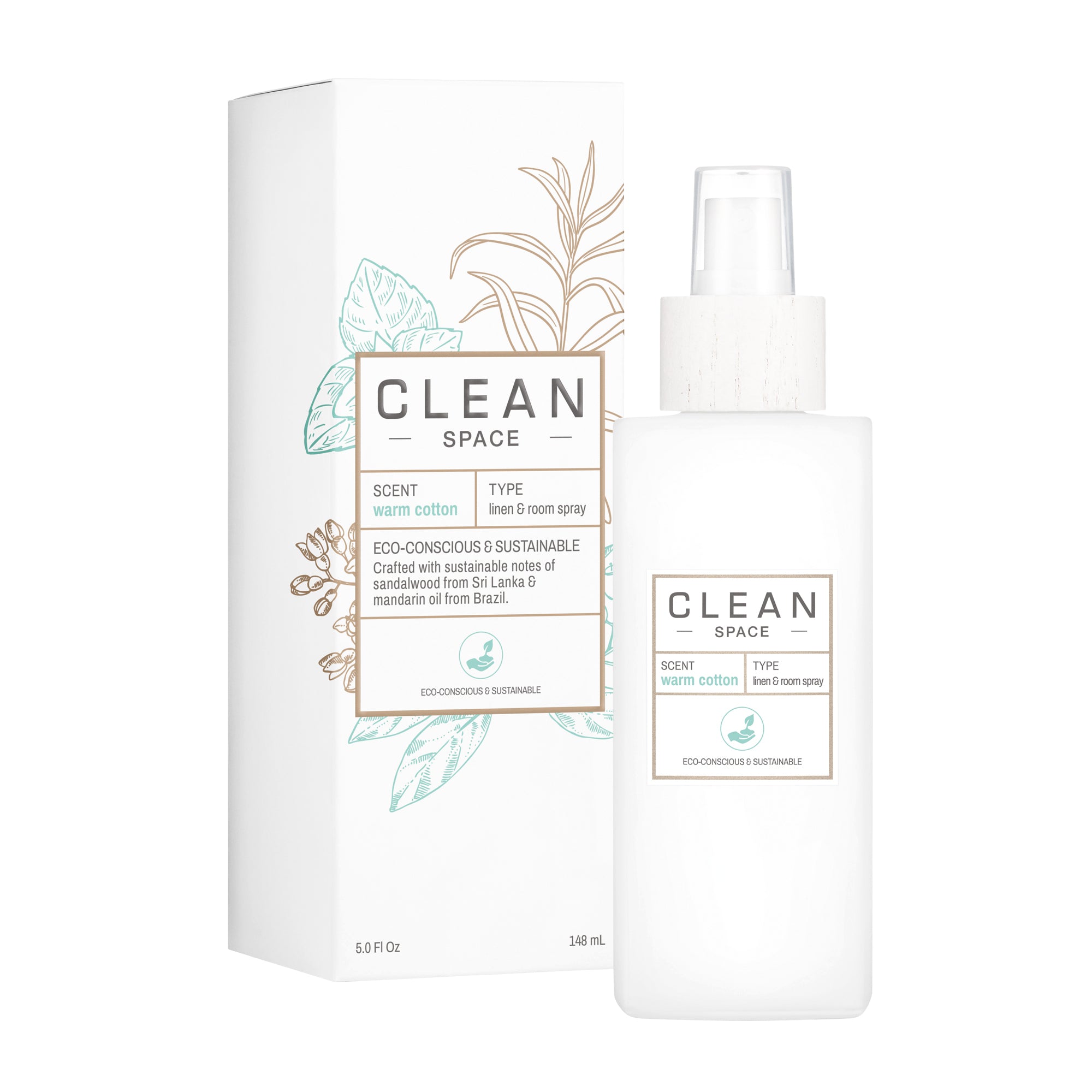 Clean Space Linen & Room Spray Warm Cotton 148 ml.