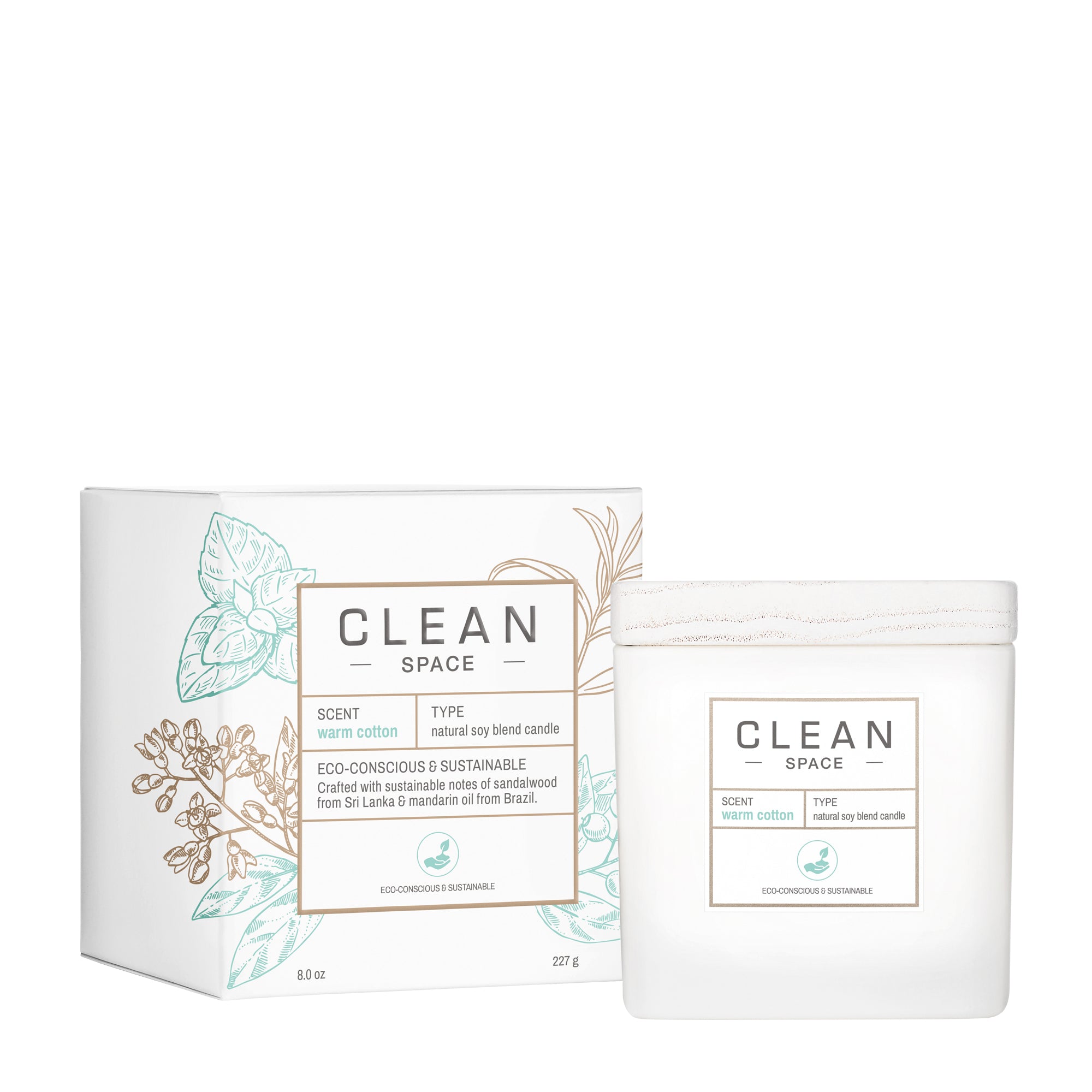 Clean Space Candle Warm Cotton 227 g.