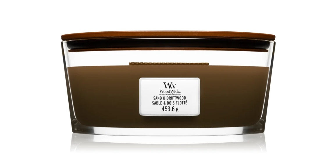 WoodWick Pressed Sand & Driftwood Duftlys 453,6 gr.